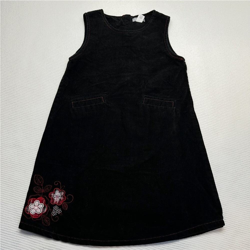 Vintage Carter's Black corduroy jumper with Red Floral Design